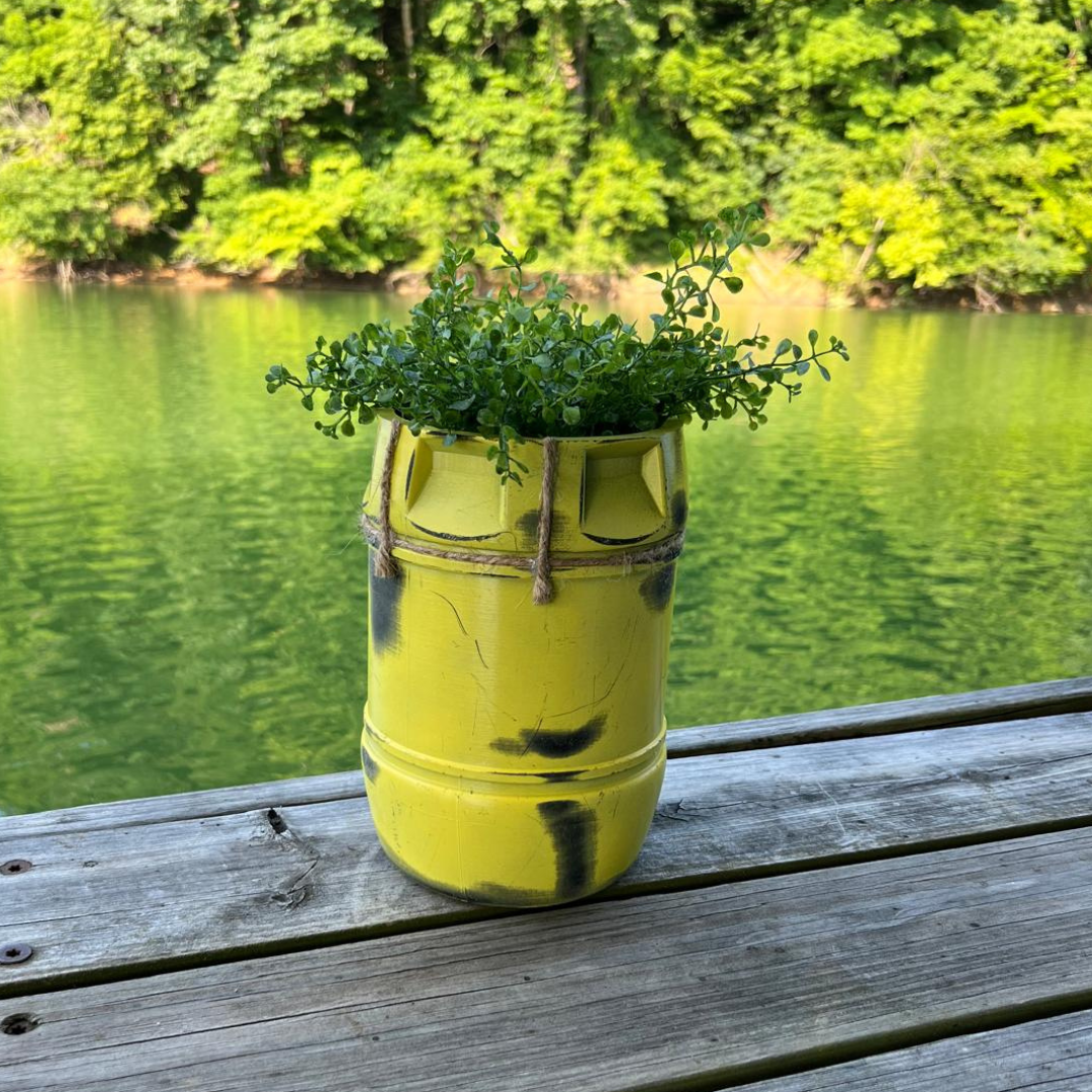 yellow planter pots JAWS Inspired Yellow Barrel Planter – The Daily Jaws Store