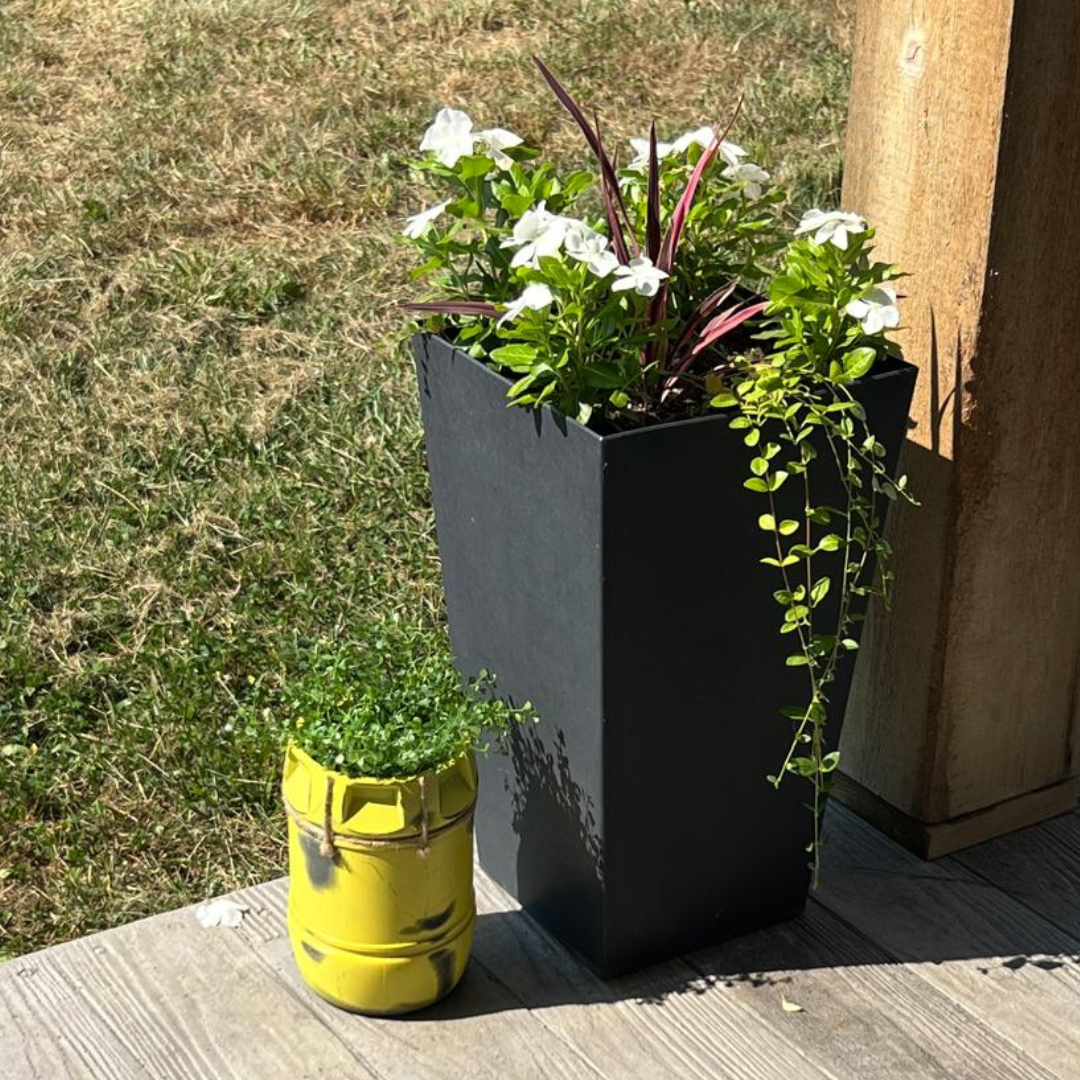 JAWS Inspired Yellow Barrel Planter