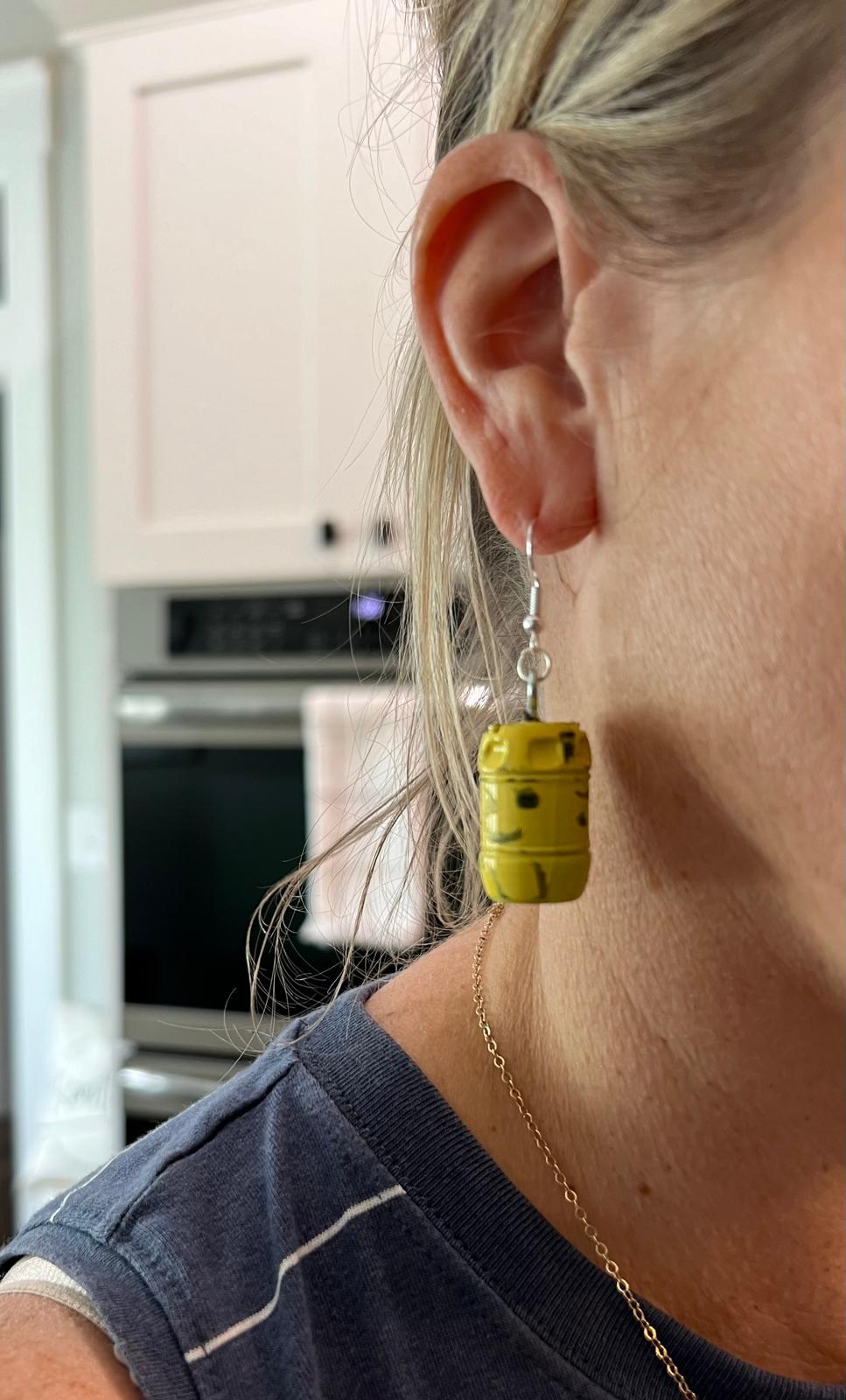 JAWS Inspired Yellow Barrel Earrings