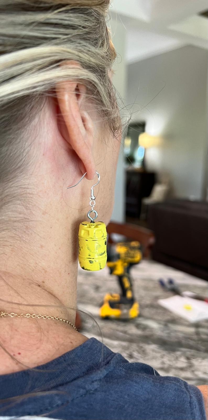 JAWS Inspired Yellow Barrel Earrings