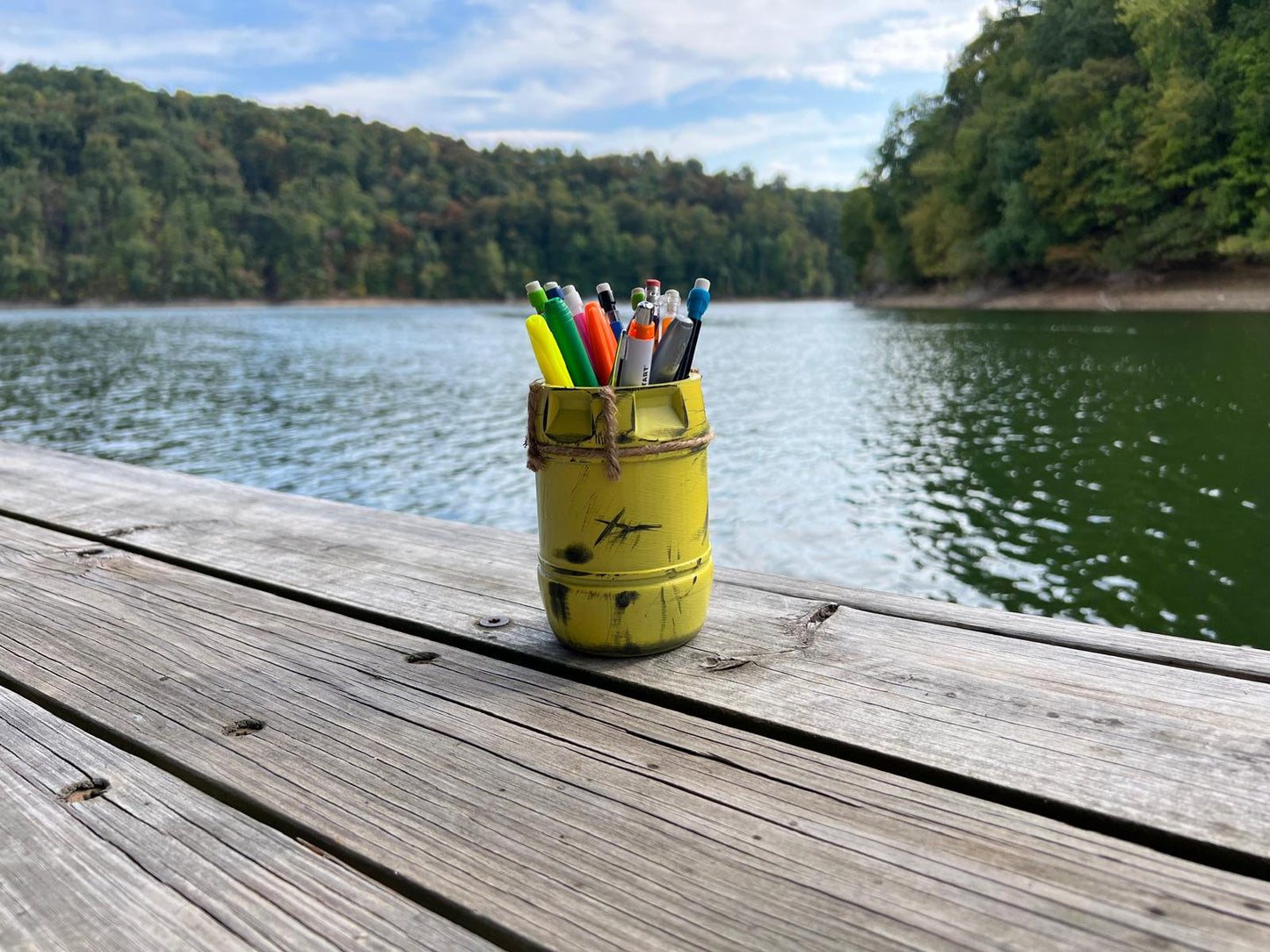 JAWS Inspired Yellow Barrel Desk Tidy