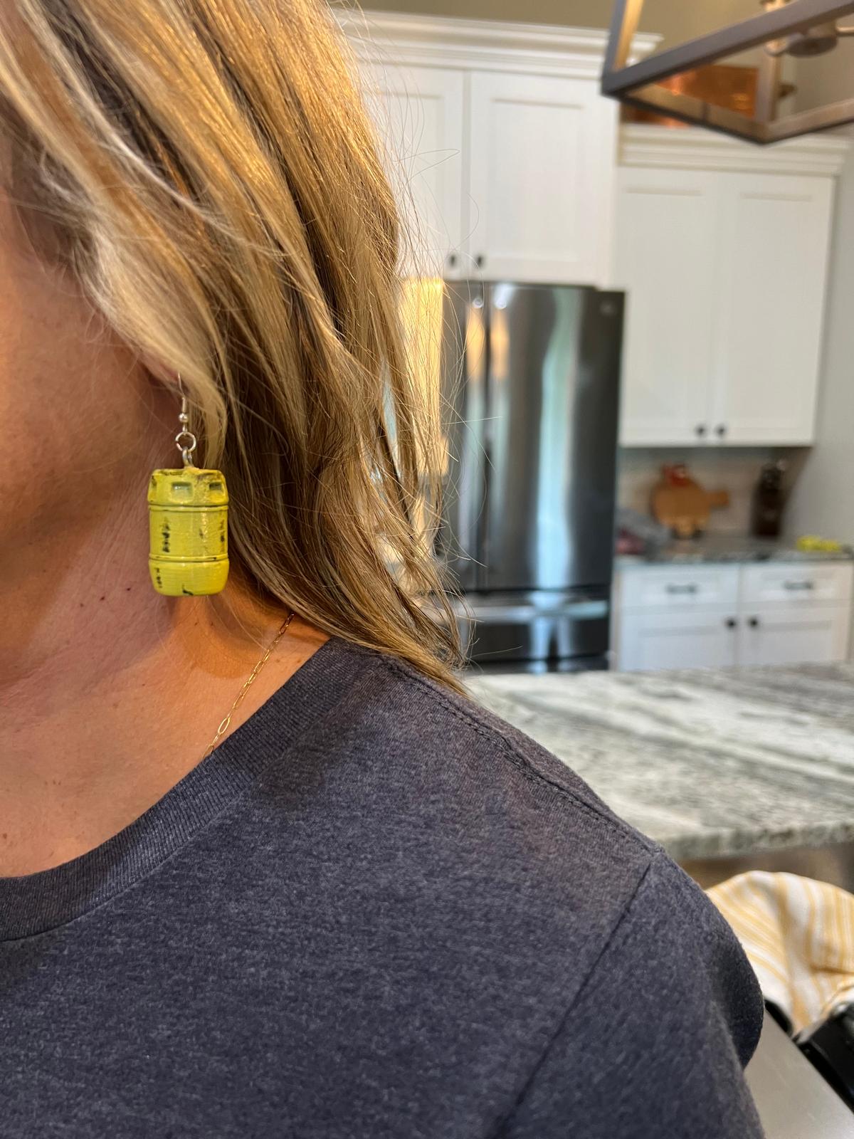 JAWS Inspired Yellow Barrel Earrings