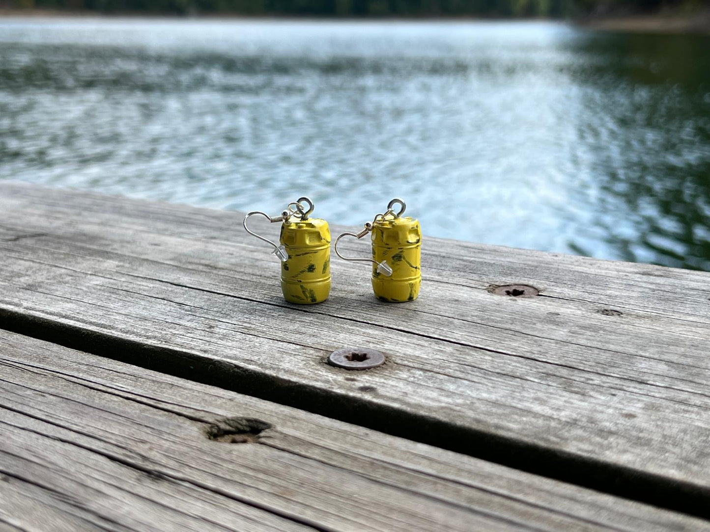 JAWS Inspired Yellow Barrel Earrings