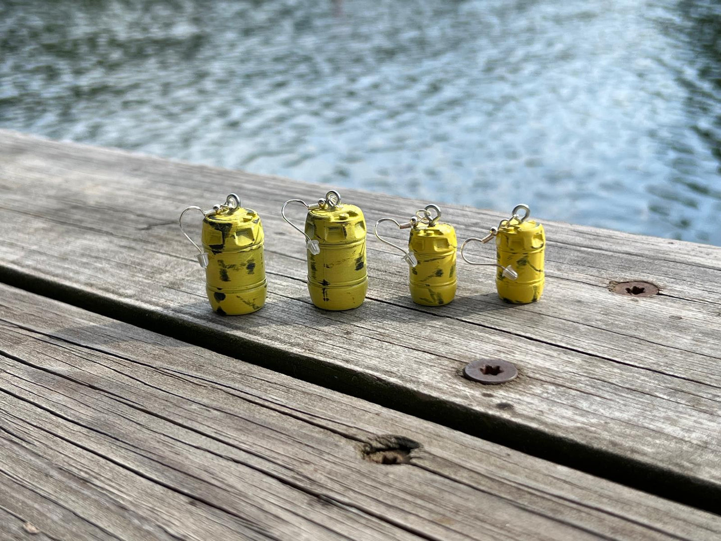 JAWS Inspired Yellow Barrel Earrings